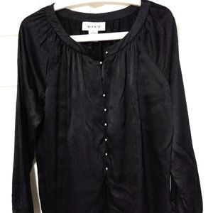 Alfani Button Down Shirt Black Silk Size 6 Misses